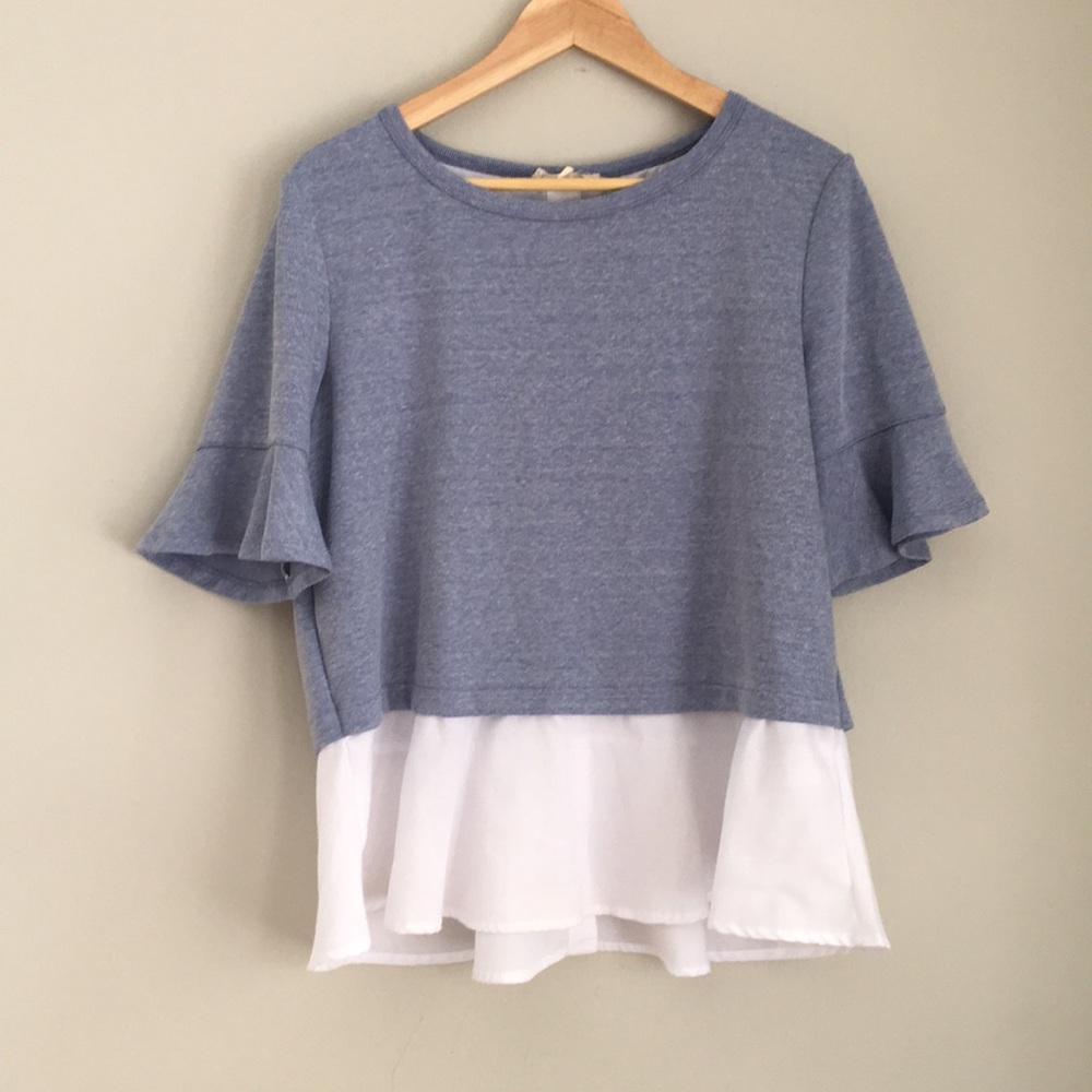 Jane and Delancey | Medium blue and white top
